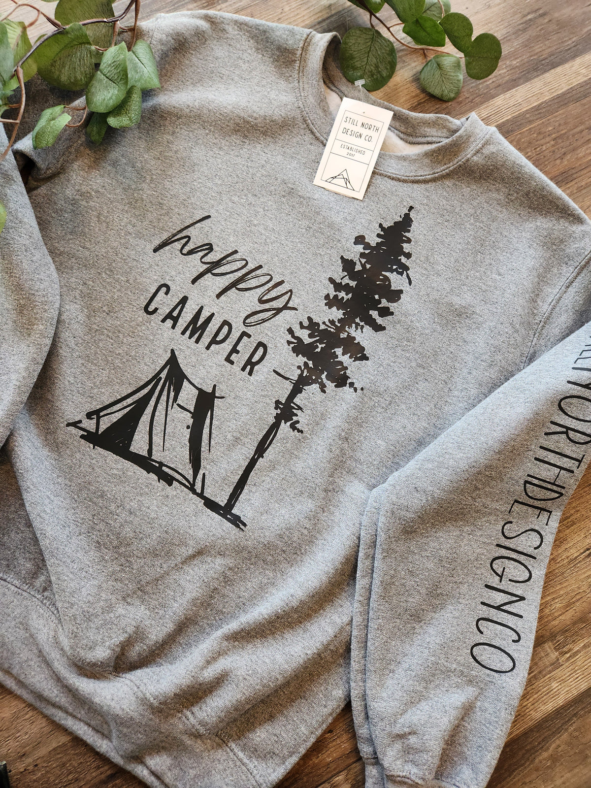 SMALL GREY HAPPY CAMPER CREW (CLEARANCE)