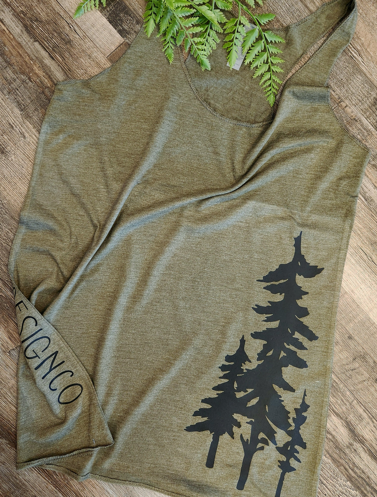 OLIVE AND BLACK THREE TREE TANK (CLEARANCE)