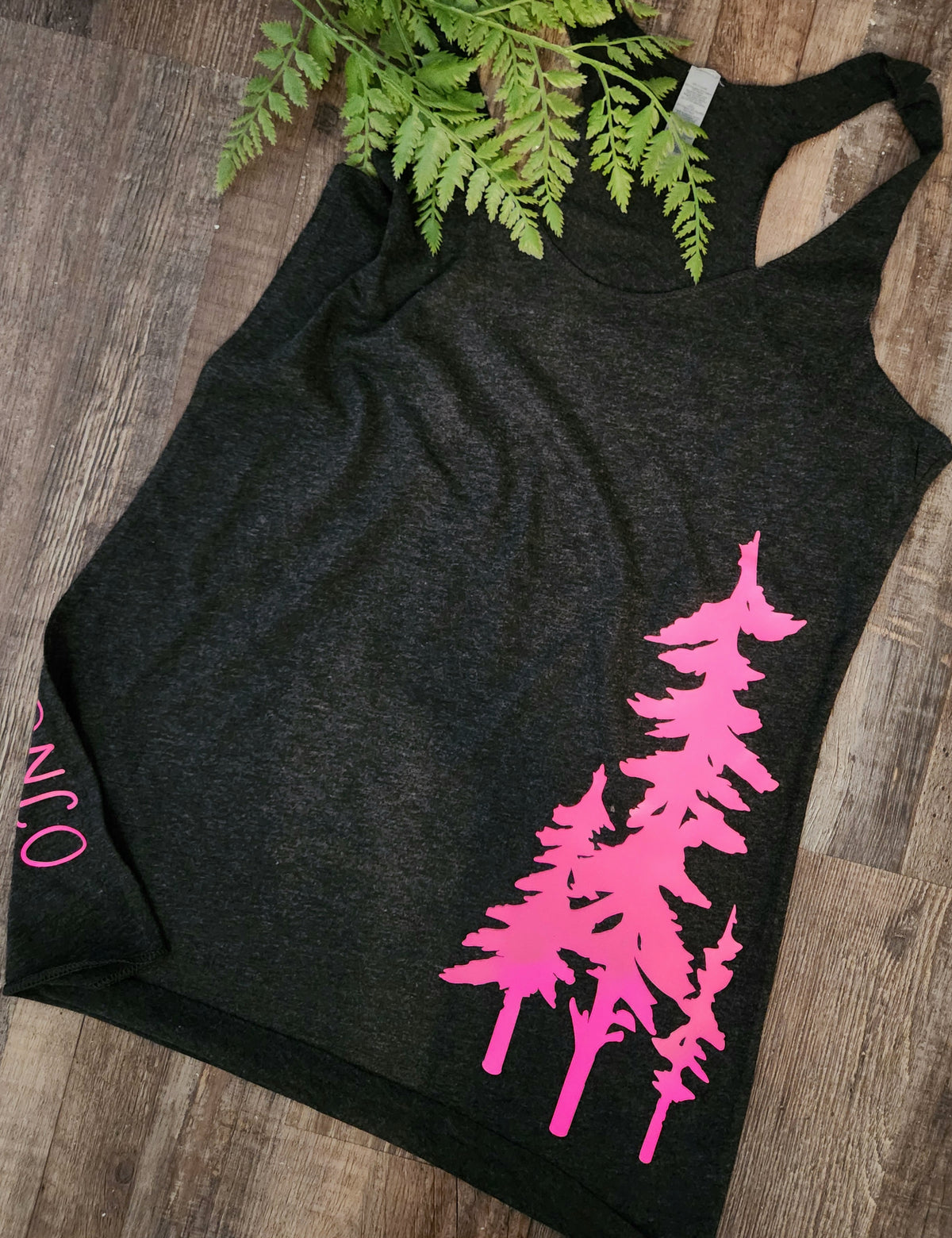 NEON PINK ON CHARCOAL 3 TREE TANK  (CLEARANCE)