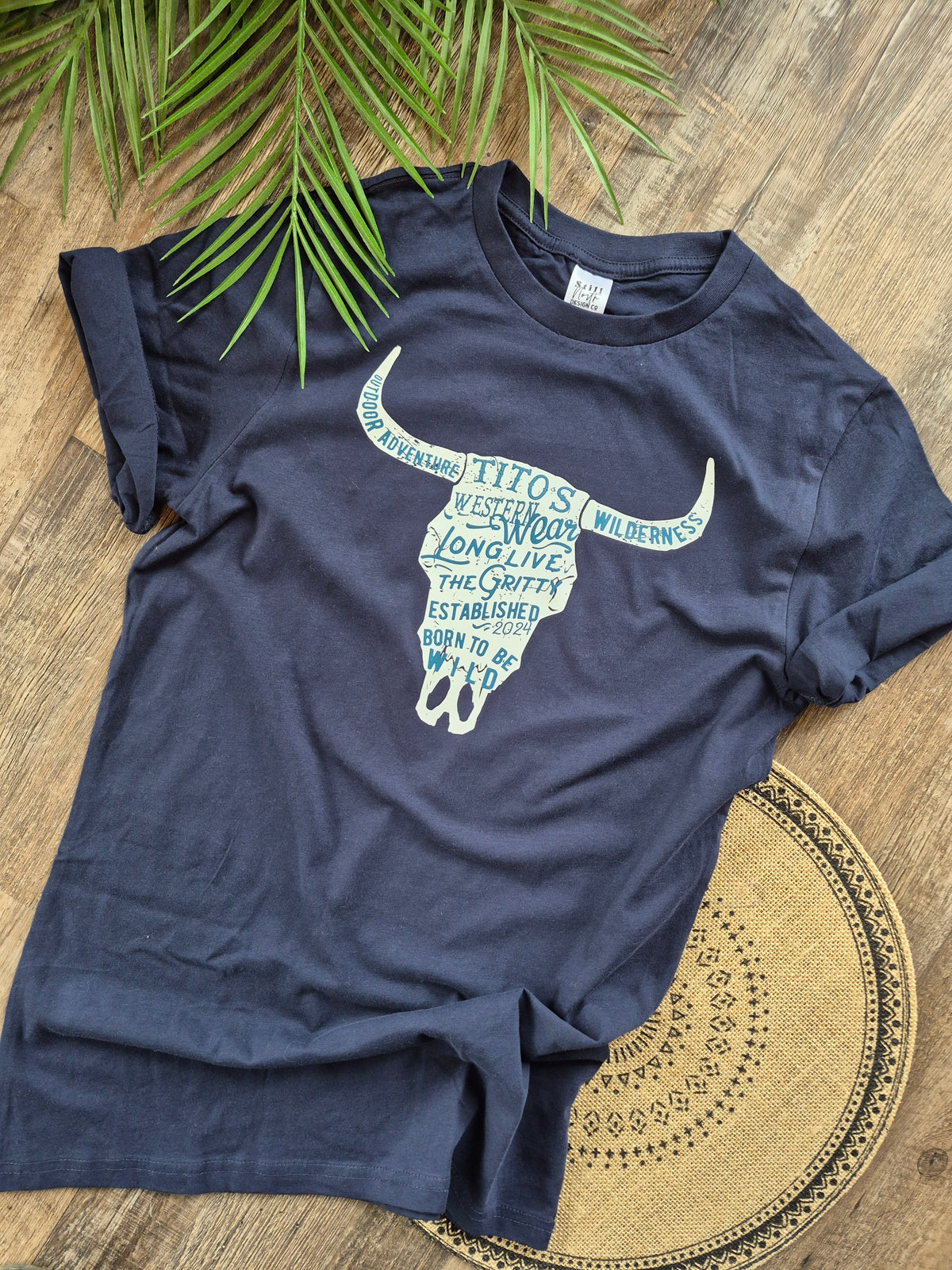 TITO'S NAVY LONGHORN TEE
