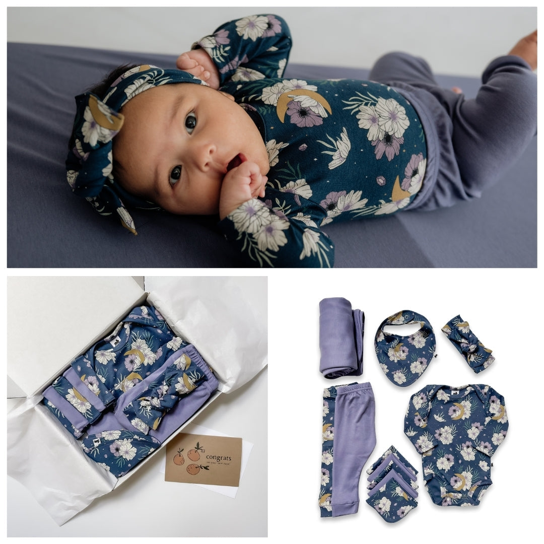 Bamboo Baby Capsule Gift Box - Celestial Floral & Dusty Lilac