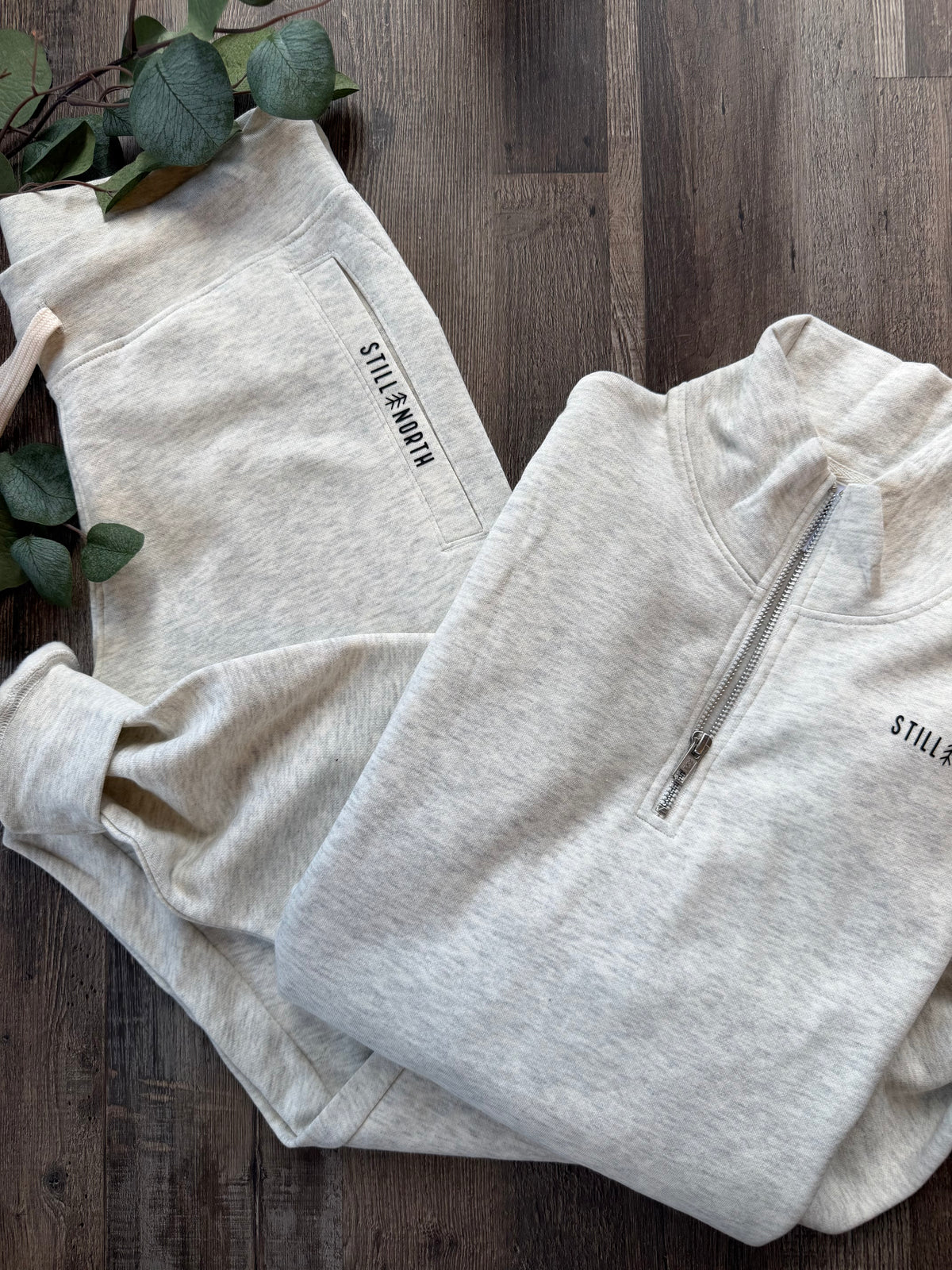 Softest Joggers Ever Heathered Oat - 1/4 Zip Crew Neck