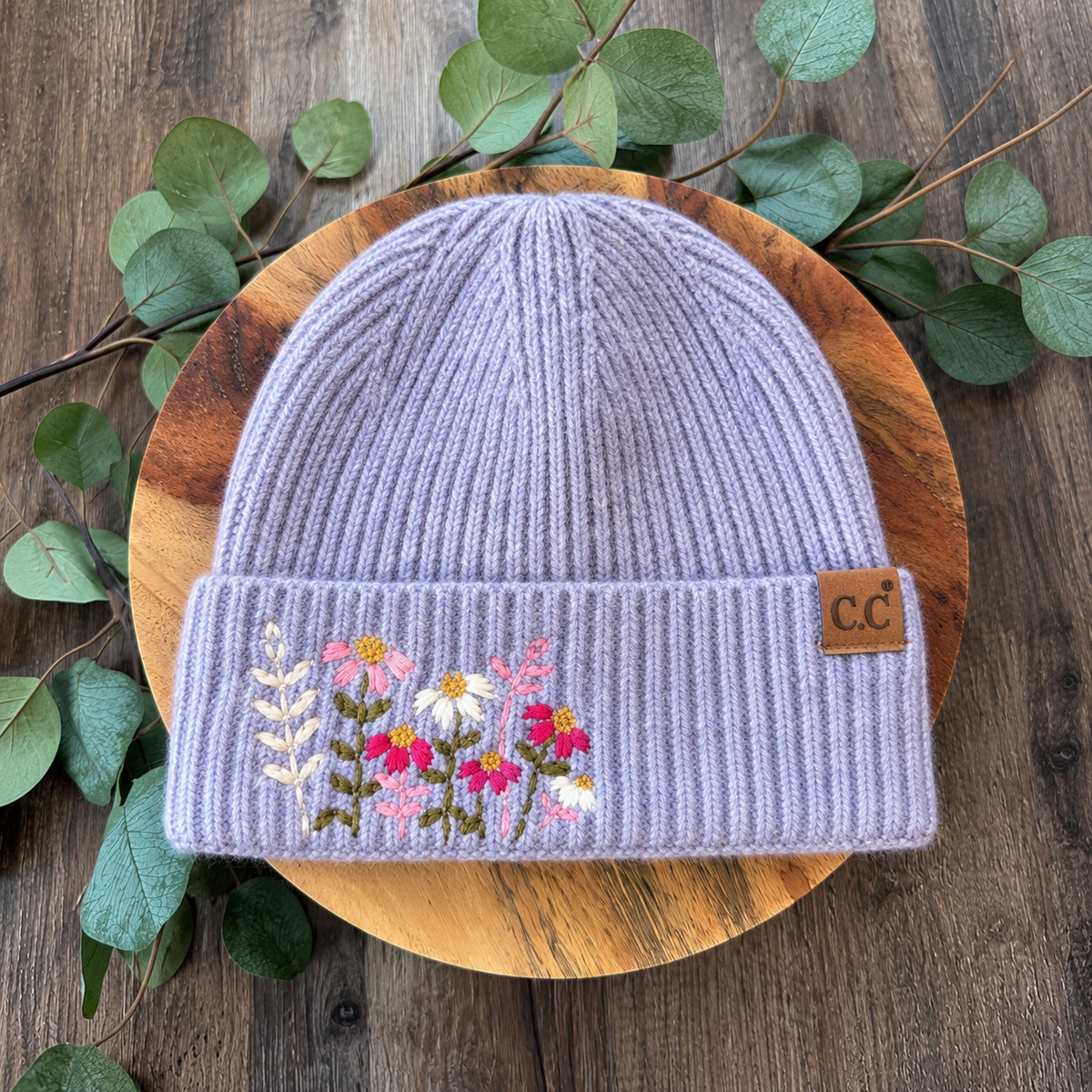 Adult Floral Embroidered Toque