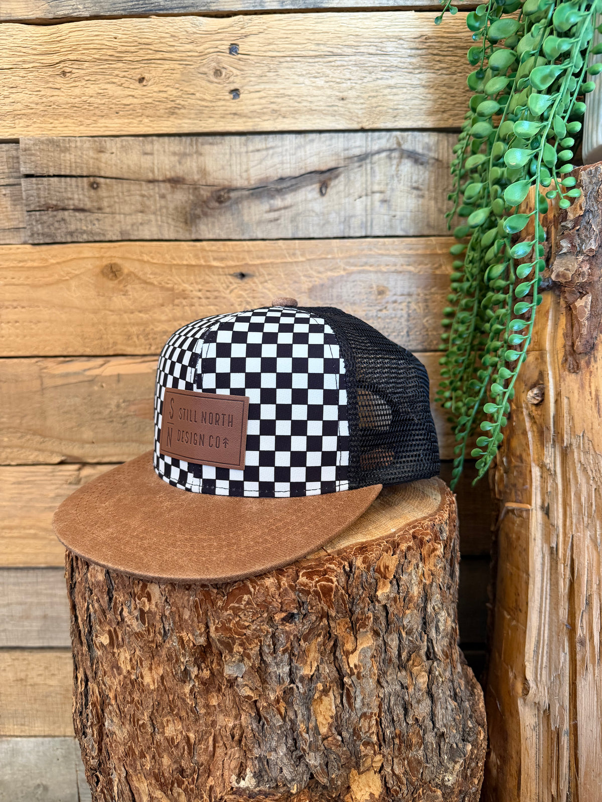 Hat Series -  Checker / faux Suede
