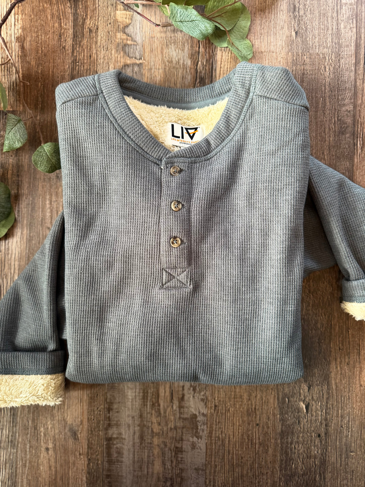 Slate Blue Sherpa Henley - Unisex