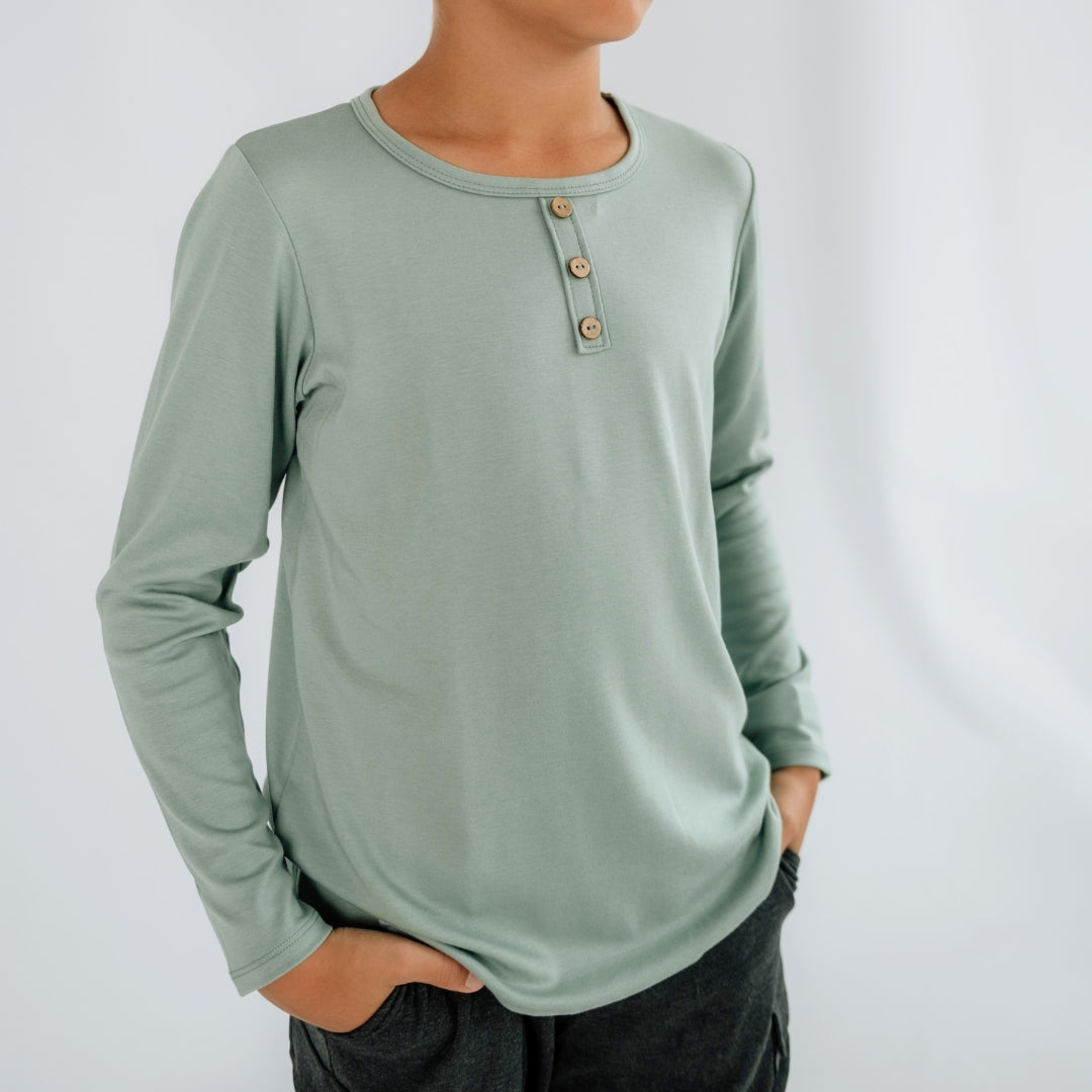 Youth Bamboo Henley Long-Sleeve Shirt — Last Call
