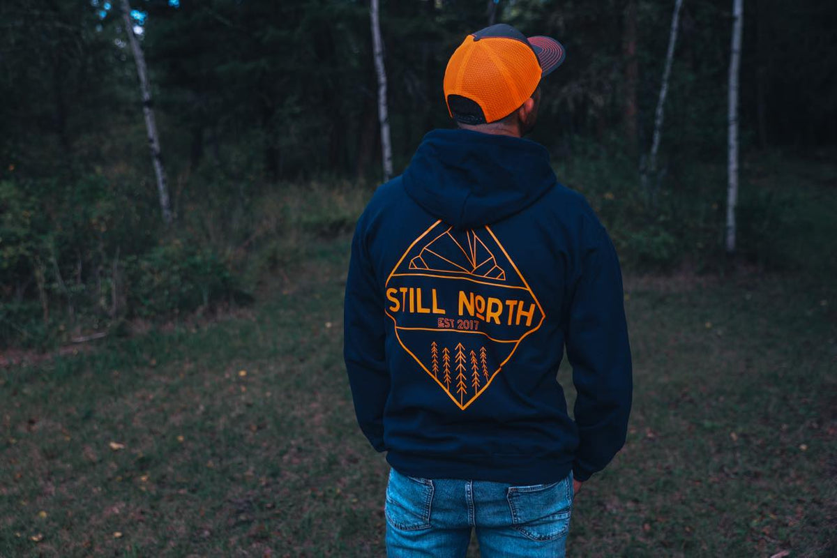 NEON AND NAVY LOGO HOODIE